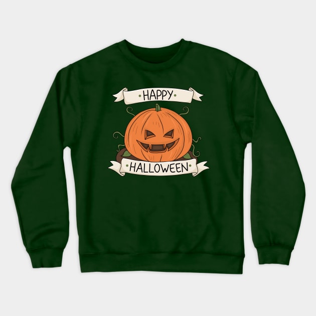 Halloween Pumpkin Crewneck Sweatshirt by valentinahramov